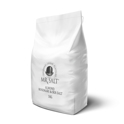 Embalagem branca 1kg de amêndoa, alecrim e sal marinho MR SALT