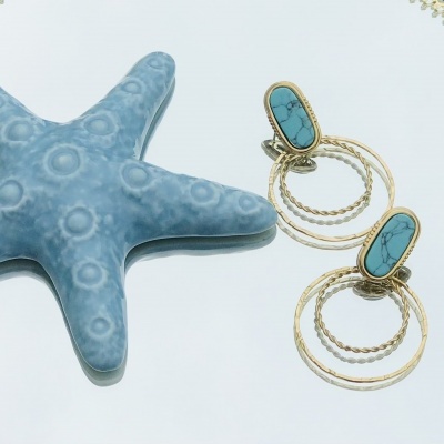 Brincos&#x20;de&#x20;a&#x00E7;o&#x20;com&#x20;pedra&#x20;-&#x20;Bali