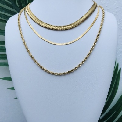 Colar&#x20;em&#x20;A&#x00E7;o&#x20;Dourado&#x20;Malha&#x20;Snake&#x20;-&#x20;VIP