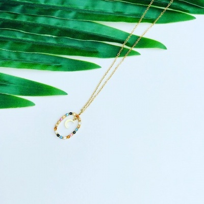 Colar&#x20;em&#x20;A&#x00E7;o&#x20;Dourado&#x20;com&#x20;Zirc&#x00F3;nia&#x20;Mystic