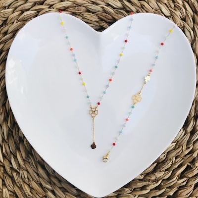 Pulseira&#x20;de&#x20;a&#x00E7;o&#x20;com&#x20;trevo&#x20;-&#x20;Fortuna