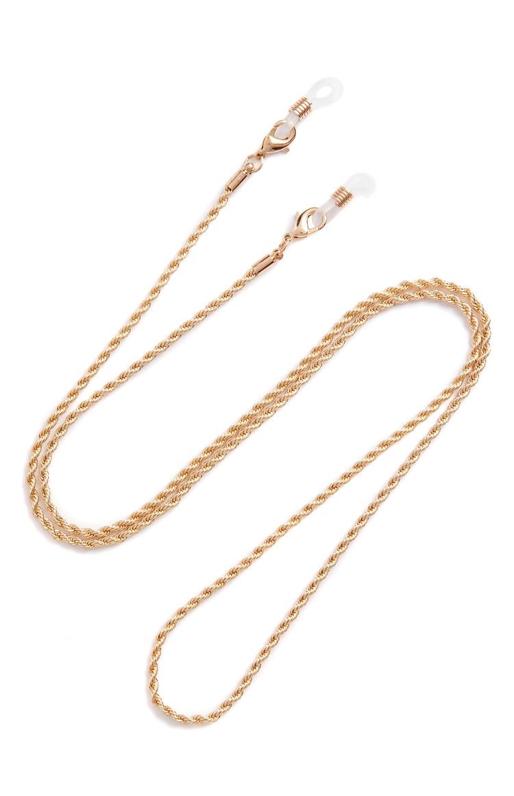 Corda dourada trançada para óculos com fixadores