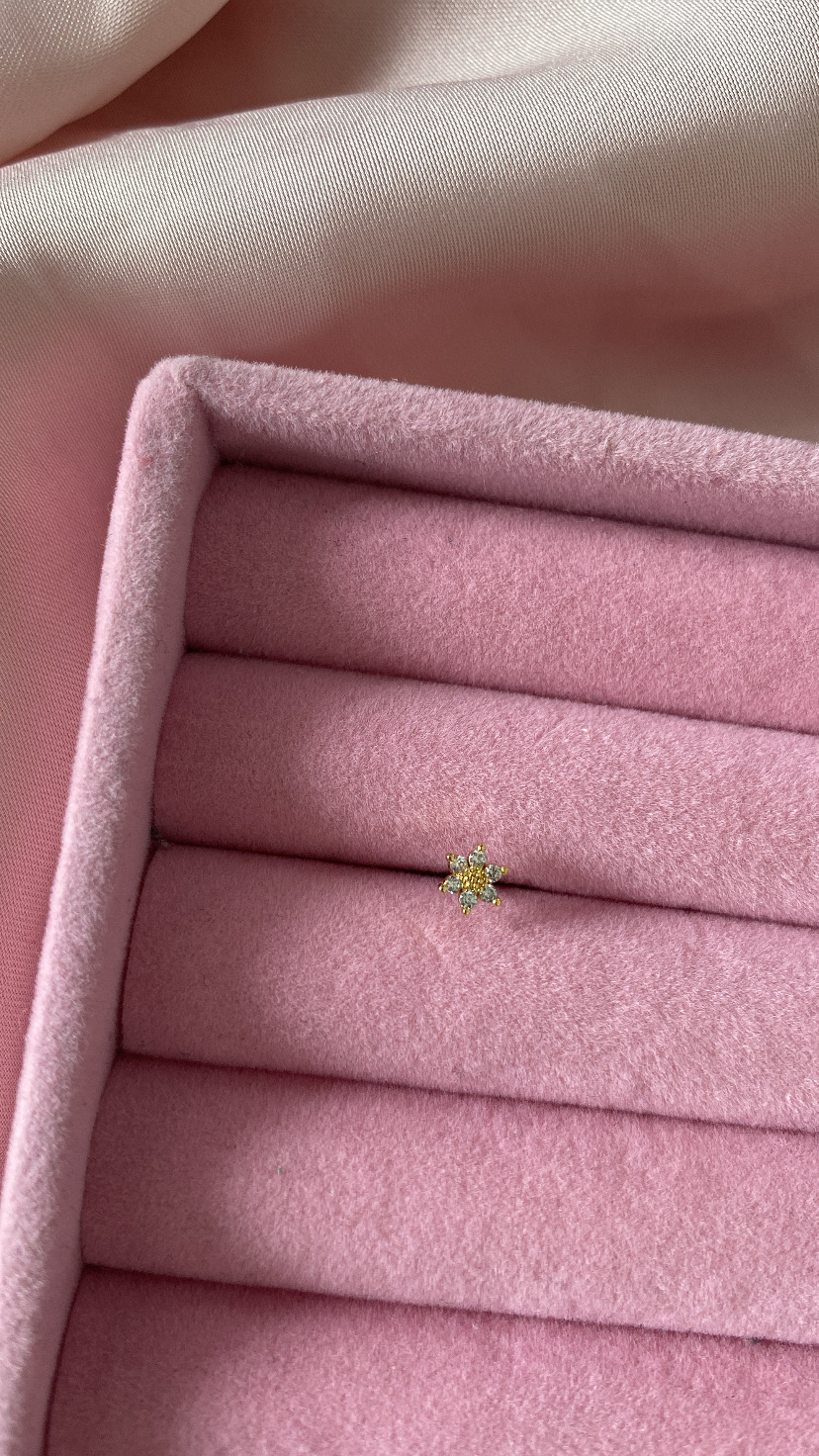 Brinco estrela em caixa de veludo rosa