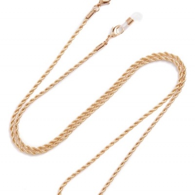 Corda dourada trançada para óculos com fixadores