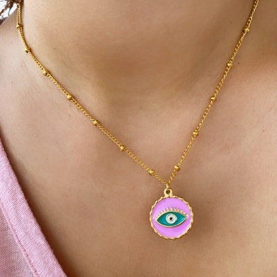 Colar&#x20;olho&#x20;colorido&#x20;branco&#x2F;rosa&#x2F;&#x20;azul