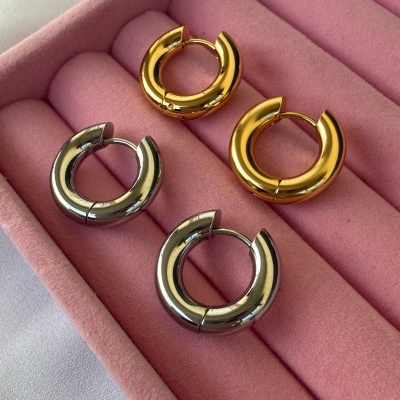 Brincos argola dourados e prateados em caixa rosa de veludo