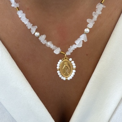 Colar&#x20;pedrinhas&#x20;nossa&#x20;senhora&#x20;azul&#x2F;rosa&#x2F;branco