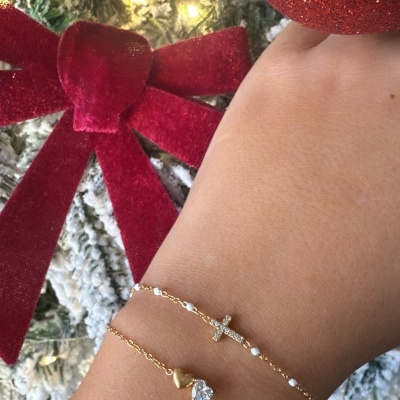 Pulseira&#x20;cora&#x00E7;&#x00E3;o&#x20;&#x2F;&#x20;cruz