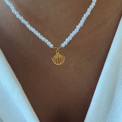 Colar&#x20;p&#x00E9;rolas&#x20;pendente&#x20;tartaruga&#x20;&#x2F;&#x20;concha