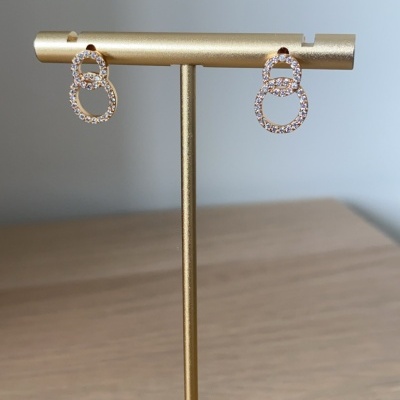 Brincos dourados com pedras em suporte dourado