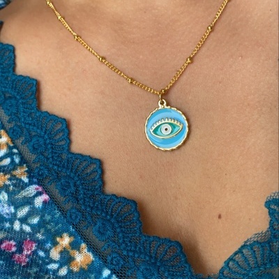 Colar&#x20;olho&#x20;colorido&#x20;branco&#x2F;rosa&#x2F;&#x20;azul