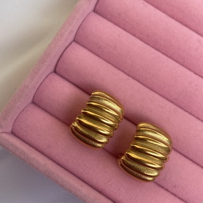 brincos dourados em almofada rosa de veludo