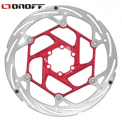 Disco de travão para bicicleta vermelho e prateado da marca ONOFF