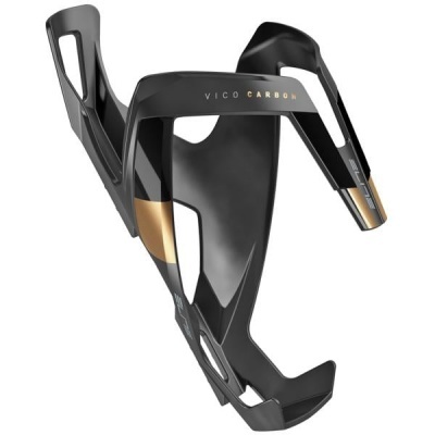 Suporte para bidão de bicicleta em carbono preto com detalhes dourados