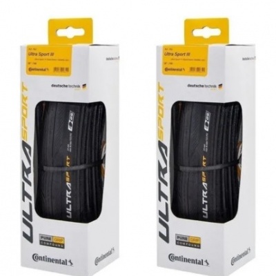 Caixas de pneus de bicicleta Continental Ultra Sport em branco e amarelo