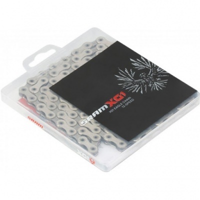 Corrente de bicicleta SRAM X01 Eagle em aço prateado na embalagem