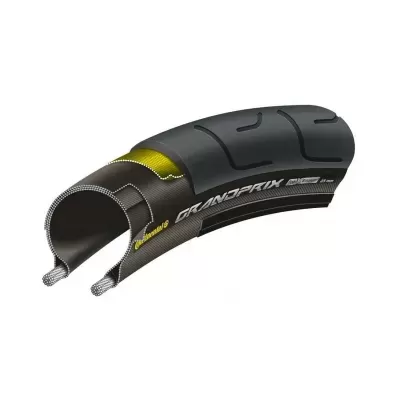 Pneu de bicicleta preto com corte mostrando camadas internas e texto Continental GRANDPRIX RaceBreaker 28 mm