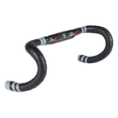 Guiador de bicicleta de estrada preto com detalhes cinza e etiqueta SL-K