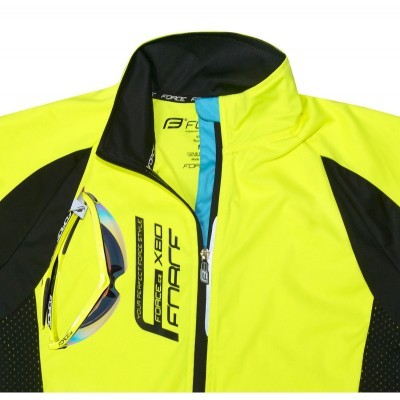 Casaco desportivo amarelo fluor com detalhes pretos e bolso com fecho