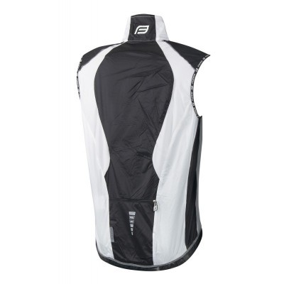 Colete desportivo preto e branco com logo F na gola