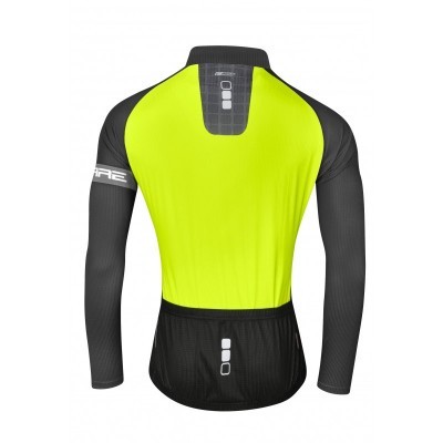 Camisola ciclismo mangas compridas preto amarelo fluorescente elementos reflexivos