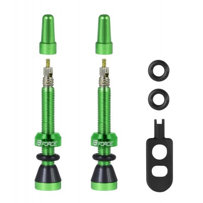 Par de válvulas verdes para bicicleta com acessórios