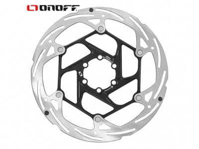 Disco de travão para bicicleta ONOFF prateado e preto com logotipo