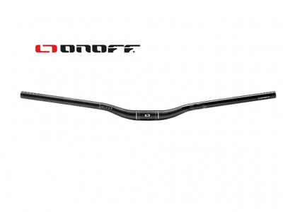 Guiador de bicicleta preto com logotipo ONOFF