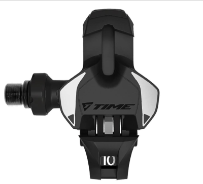 Pedal de bicicleta TIME preto com detalhes brancos e número 10