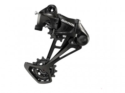 Desviador traseiro SRAM preto de bicicleta em fundo branco