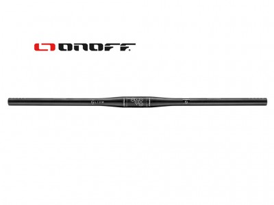 Guiador de bicicleta preto ONOFF com texto branco sobre fundo branco