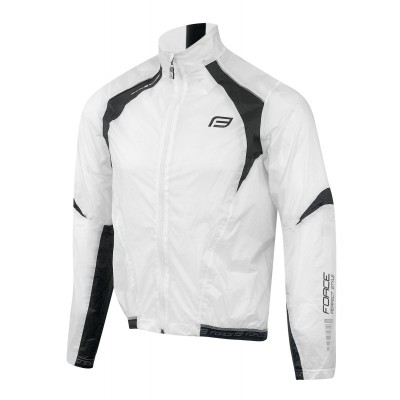 Casaco desportivo branco com detalhes pretos e fecho de correr