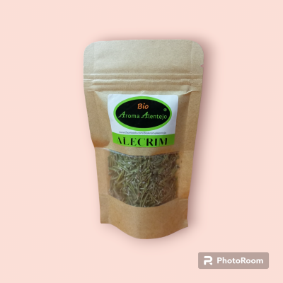 Embalagem de alecrim seco com etiqueta Bio Aroma Alentejo