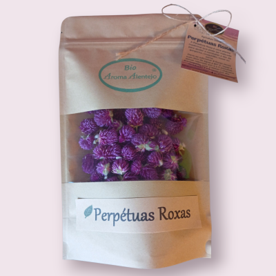 Embalagem gourmet de Perpétuas Roxas biológicas BioAromaAlentejo