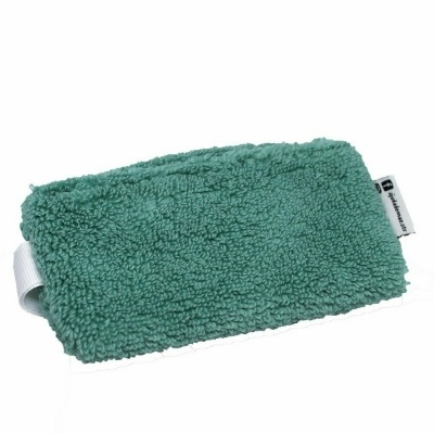 Mala de microfibra verde quadrada com textura felpuda