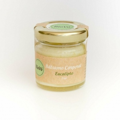Frasco de bálsamo corporal eucalipto com tampa dourada
