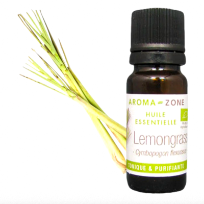 Frasco de óleo essencial Lemongrass AROMA-ZONE com talos de capim-limão