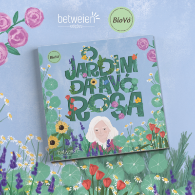 Capa do livro O JARDIM DA VÓ ROSA com ilustração floral e figura de mulher idosa