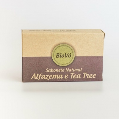 Embalagem de sabonete natural BioVó Alfazema e Tea Tree