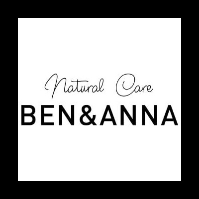 Logótipo BEN&ANNA com texto 'Natural Care' em fonte cursiva e 'BEN&ANNA' em letras maiúsculas pretas.