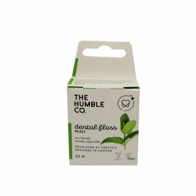 Embalagem de fio dental mint da THE HUMBLE CO. 50 metros com selo vegano