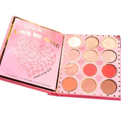 Paleta de maquiagem Kevin & COCO LOVE ME MORE com 12 tons rosa e dourado