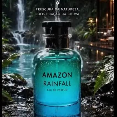 Perfume Amazon Rainfall com cascata e vegetação ao fundo