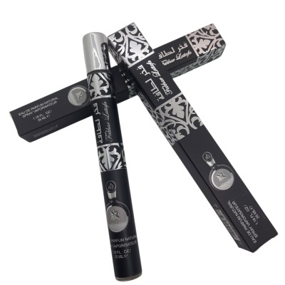 Perfume Fakhar Lattafa 35 ml em embalagem preta com padrões cinzentos e texto em árabe e francês