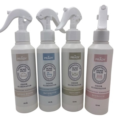 Quatro frascos de spray ambientador PRADY para diferentes divisões da casa