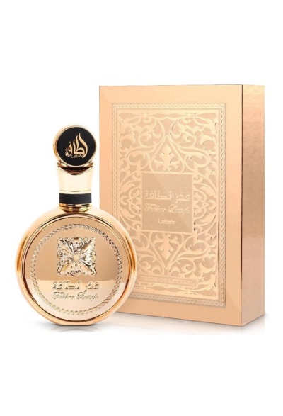frasco dourado de perfume redondo com embalagem dourada decorativa