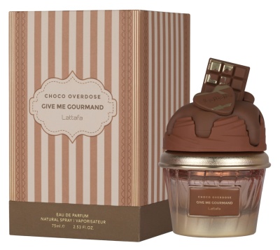 Frasco e caixa de perfume com design de chocolate