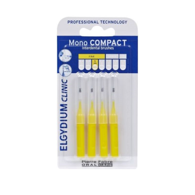 Embalagem com quatro escovas interdentais Mono Compact ELGYDIUM CLINIC