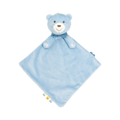 Manta de bebé azul com cabeça e patas de ursinho de peluche