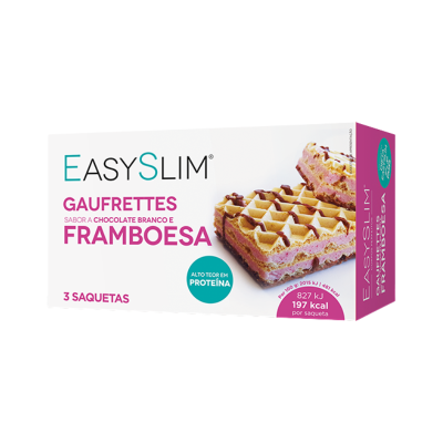 Embalagem de gaufrettes sabor chocolate branco e framboesa EASY SLIM